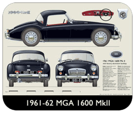 MGA 1600 Roadster MkII (hard top/disc wheels) 1961-62 Place Mat, Small